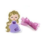 Doll's Purple Dress & Bow Hair Clips