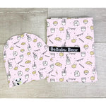 Milk & Cookies Swaddle + Beanie Set