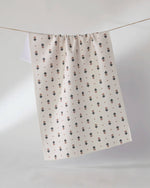Folk Pixel White Festive Plaid Geometry Tea Towel
