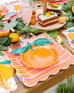 Orange & Pink Striped Scallop Plate