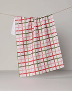 Festive Plaid Geometry Tea Towel