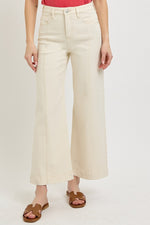Almond High Rise Crop Wide Jeans