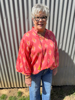 Ivy Jane Ikat Blouson Sleeve Top