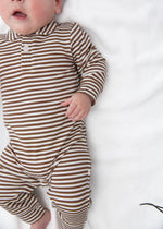 Chocolate Stripes Sweatshirt Polo Romper