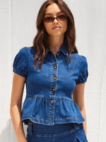 Denim Peplum Top