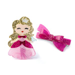 Doll's Pink Dress & Bow Hair Clips