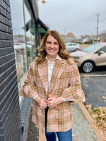 Ruffle Sleeve Plaid Coat