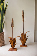 Rustic Metal Aloe Plant with Flowers