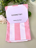 Summer Bold Pink Geometry Tea Towel