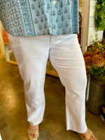 KUT Kelsey Optic White High Rise Ankle Flare