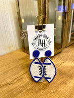 Blue Football Seed Bead Earrings