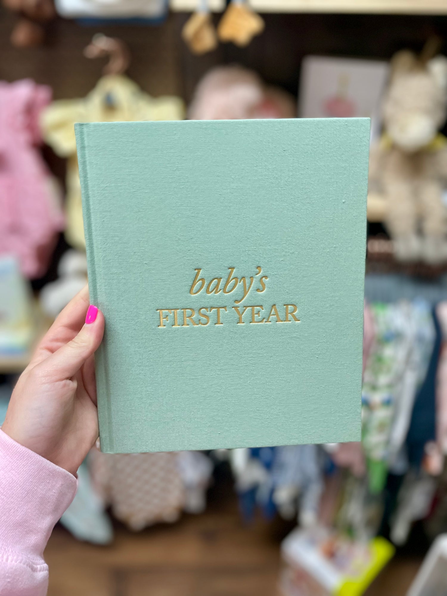 Baby's First Year Sage Green Memory Book & Photo Album