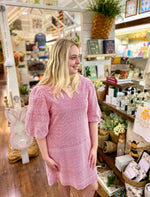 Uncle Frank Geometric Eyelet Bow Back Dress