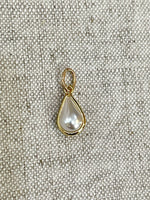 Drop Pearl with Gold Rim Charm