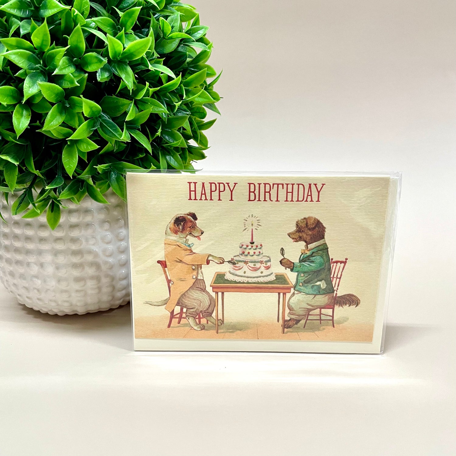 Happy Birthday Dogs Cake Greeting Card