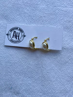 Oval Pearl Huggie Hoops