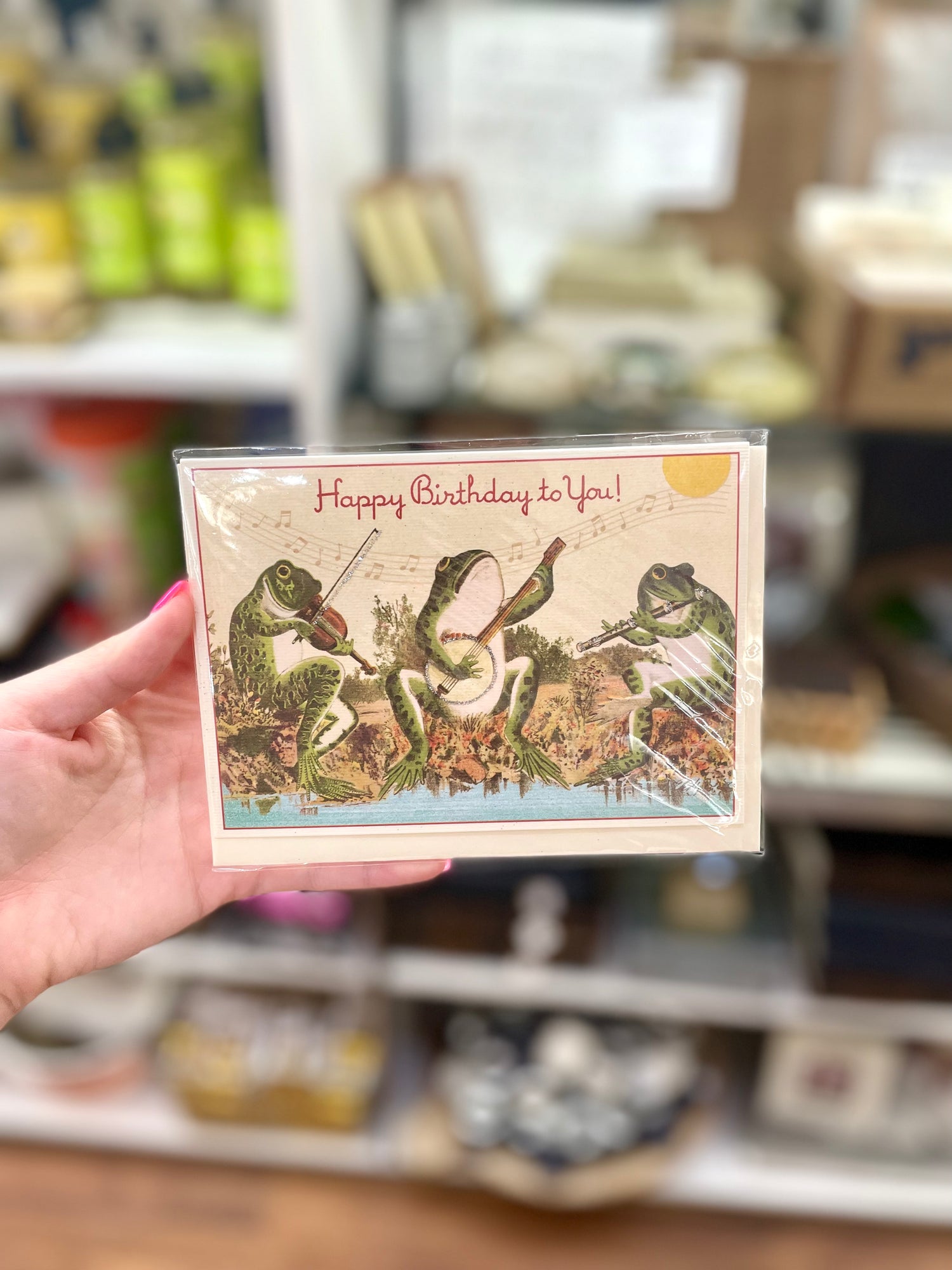 Happy Birthday Frog Band Greeting Card