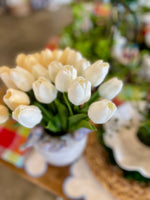 White Real Touch Mini Tulip Bundle : 12 Stems