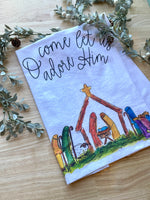 Tea Towel Nativity Adore Him