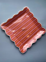 Orange & Pink Striped Scallop Plate