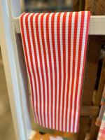 Summer Stripe Red Geometry Tea Towel