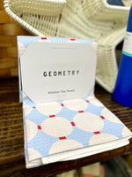 Mist Blue Oasis Geometry Tea Towel