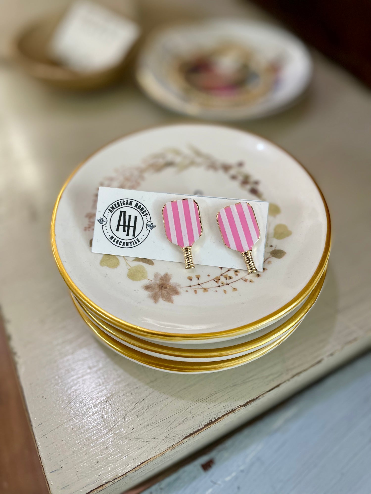 Stripe Pickleball Earring