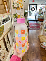 Water Bottle Checkerboard Blooms