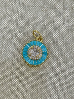Turquoise Baguette Disc Charm