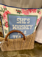 She's Whiskey Embroidered Needlepoint Pillow