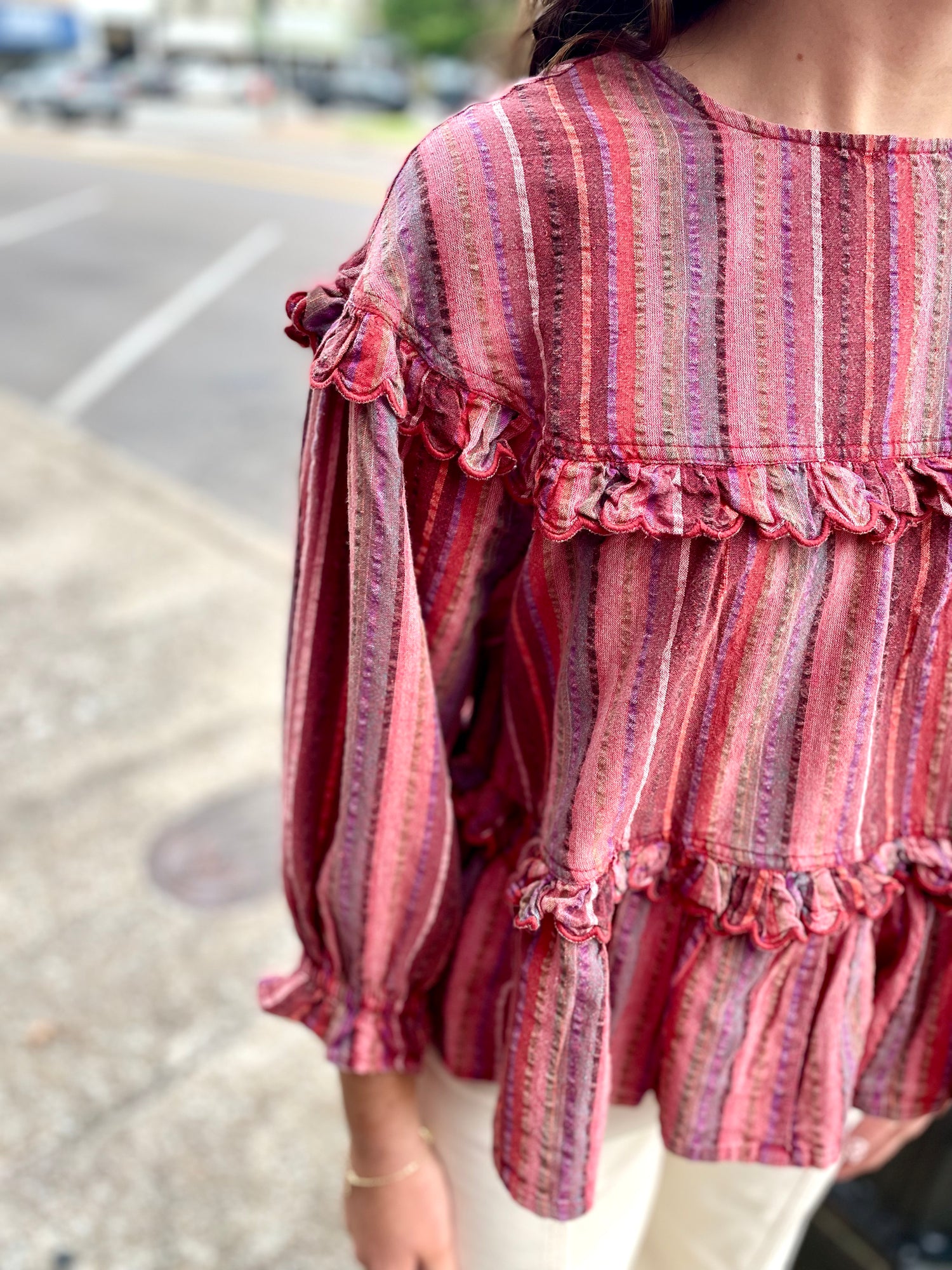 Multi Striped Tier Top