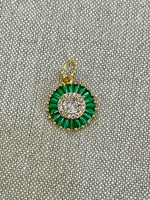 Green Baguette Disc Charm