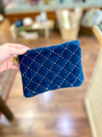 Quilted Cotton Velvet Zip Pouch