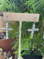 Pearl Cross Earrings