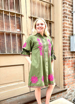 Uncle Frank Embroidered Fit & Flare Dress