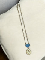 Kitzi Necklace Crescent Blue Gemstone w/Coin