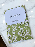 Spring Green Forsythia Geometry Tea Towel