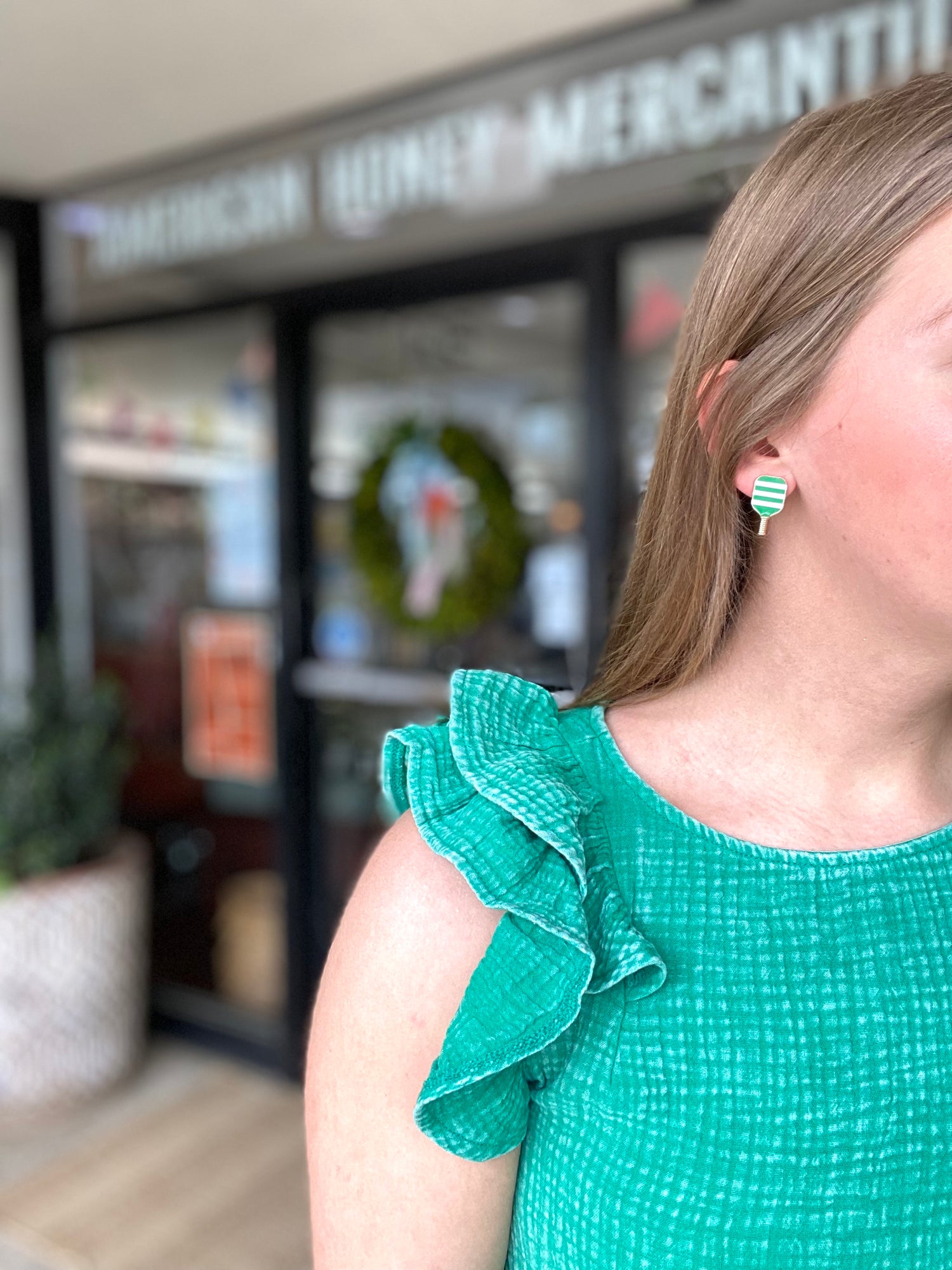 Stripe Pickleball Earring