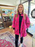 Ivy Jane Fuchsia Puff Floral Sherpa Jacket