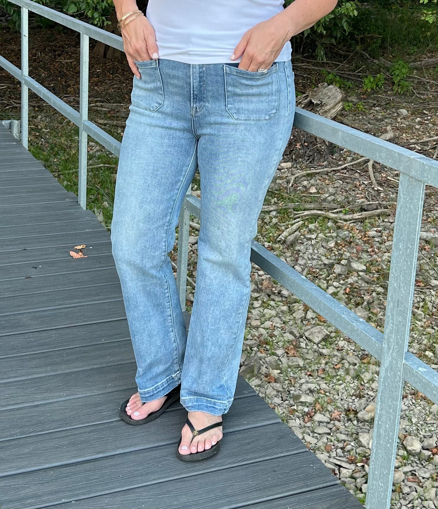 High Rise Patch Pocket Straight Jean Risen