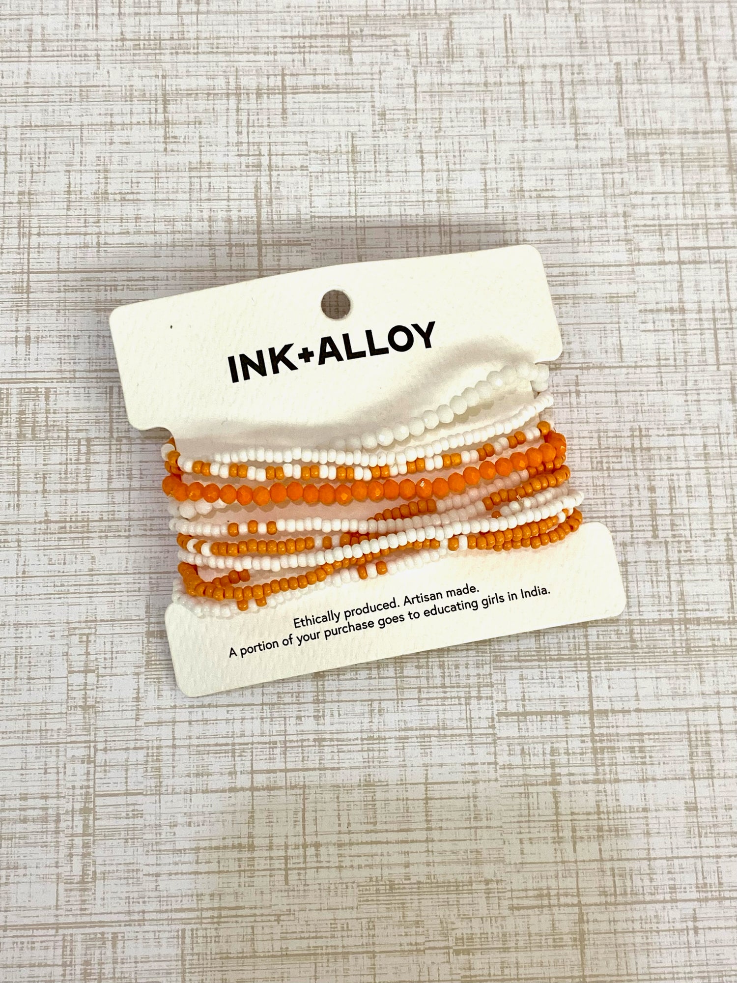 Sage 10 Strand Bracelet Orange Ink + Alloy