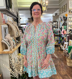 Many Buttons Block Print Dress Uncle Frank