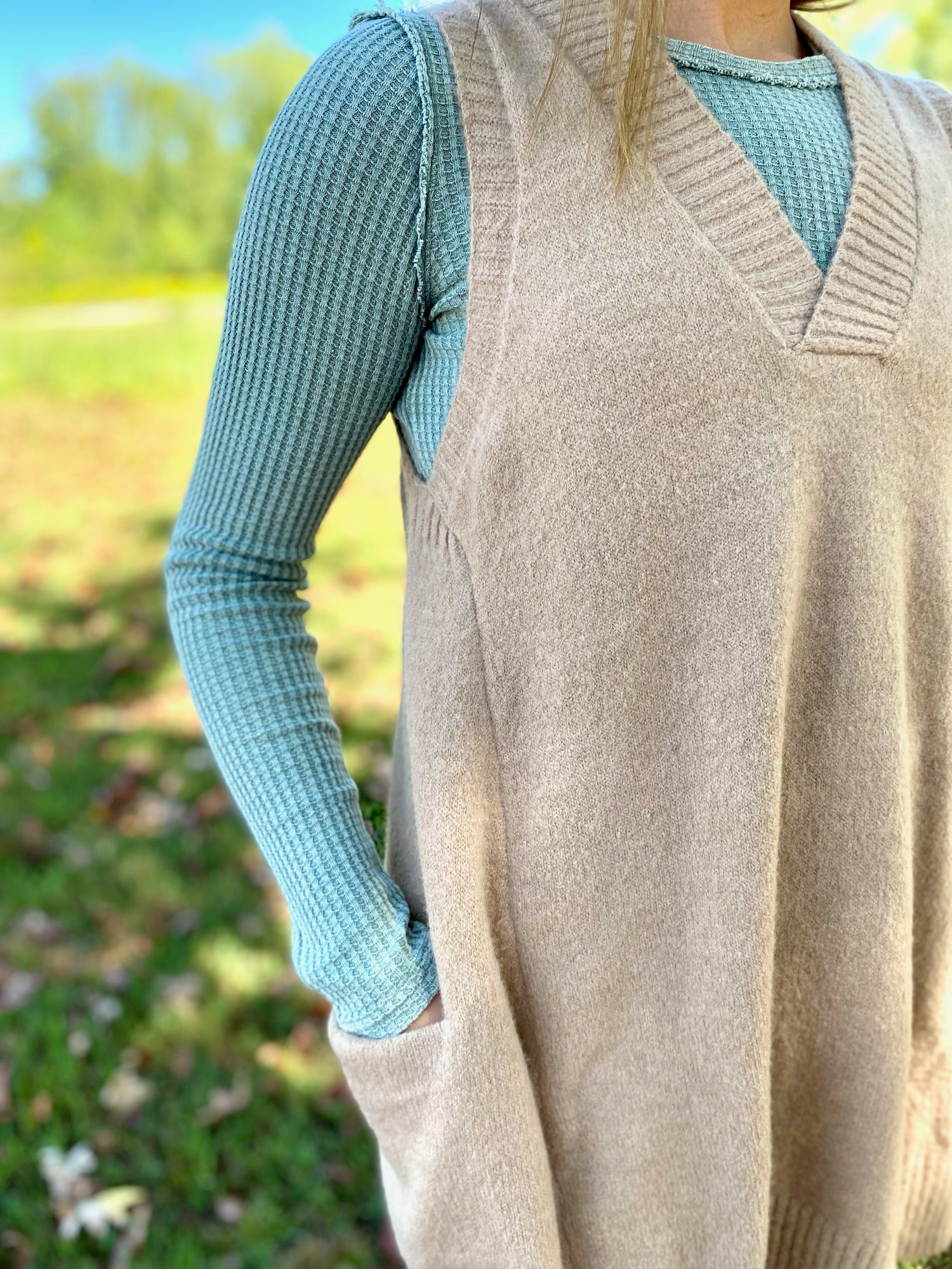 V Neck Sweater Vest with Pockets