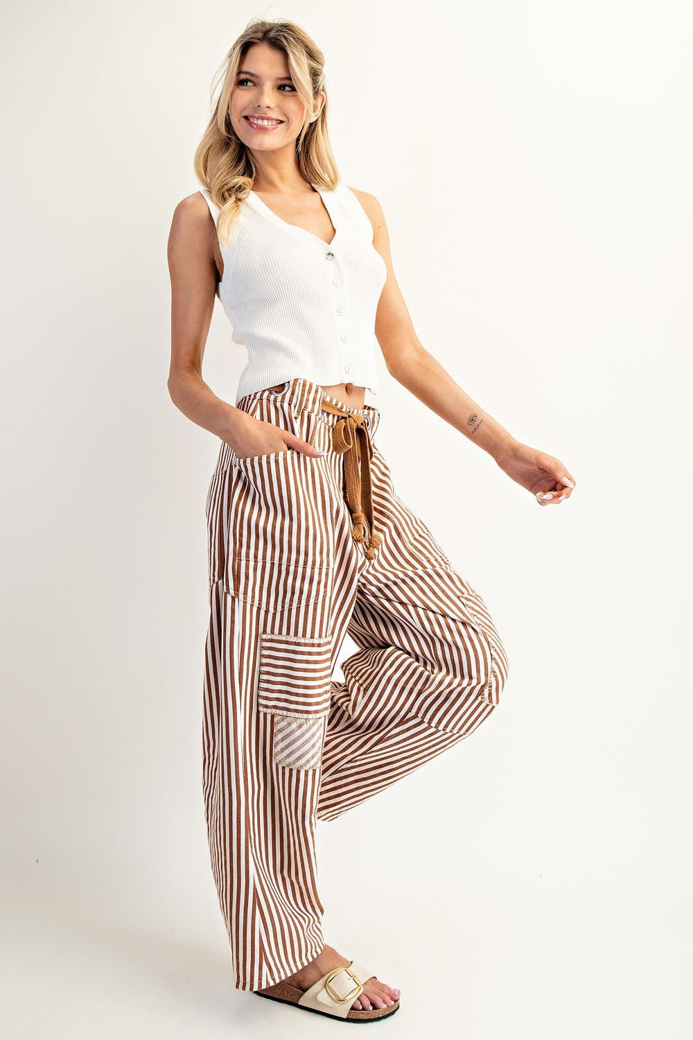 Patch + Stripes Barrel Pants