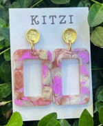 Kitzi Pink Rectangle Earring