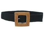 Square Rattan Buckle Straw Belt