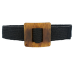 Lucite Square Buckle Straw Belt