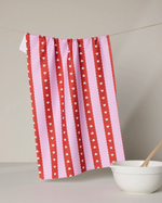 Ribbon Hearts Geometry Tea Towel