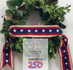 Linen Embroidery Stars and Stripes Americana Banner Ribbon