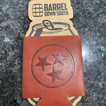 Leather TriStar Can Coozie